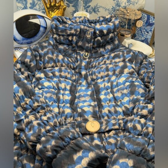 🆕 CAVALLI CLASS 🧿 Blue Spotted Down Filled Puffer Jacket, Sz IT44 US 8 - Picture 11 of 16